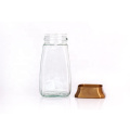 Empty 440ml clear square coffee sugar tea packing glass jar with plastic cap